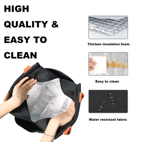 Exterior of Joymee lunch bag in water-resistant oxford cloth.