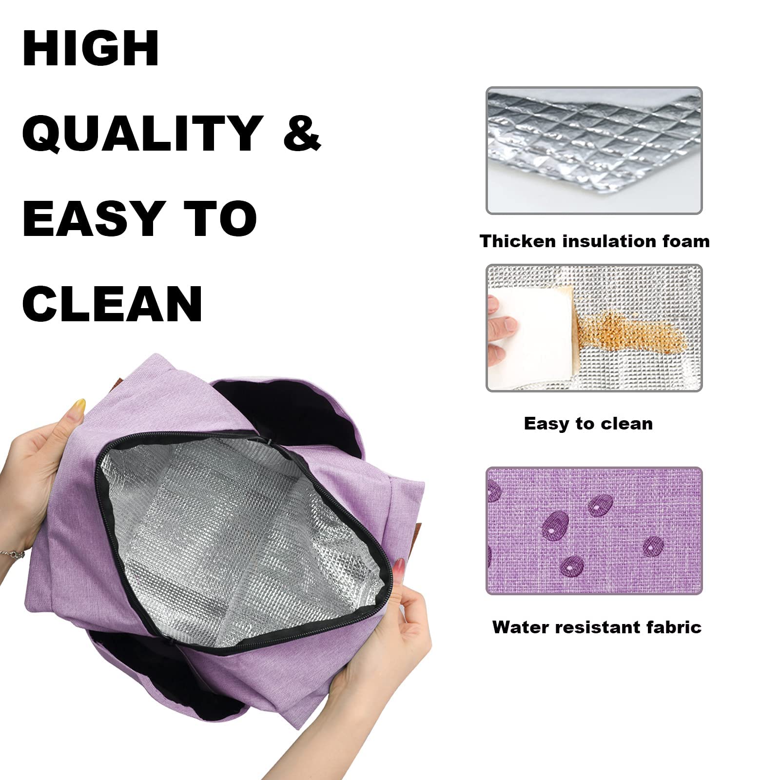 Joymee lunch bag zippered lid for easy access and secure packing