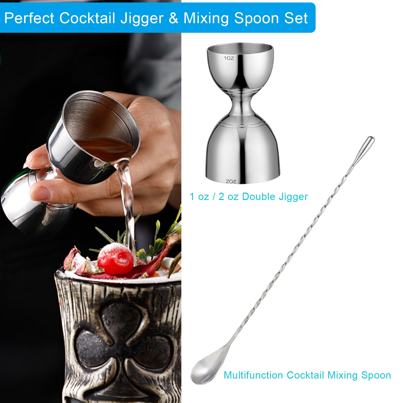 JOYONE Bell jigger measuring marks aid quick accuracy during cocktail prep