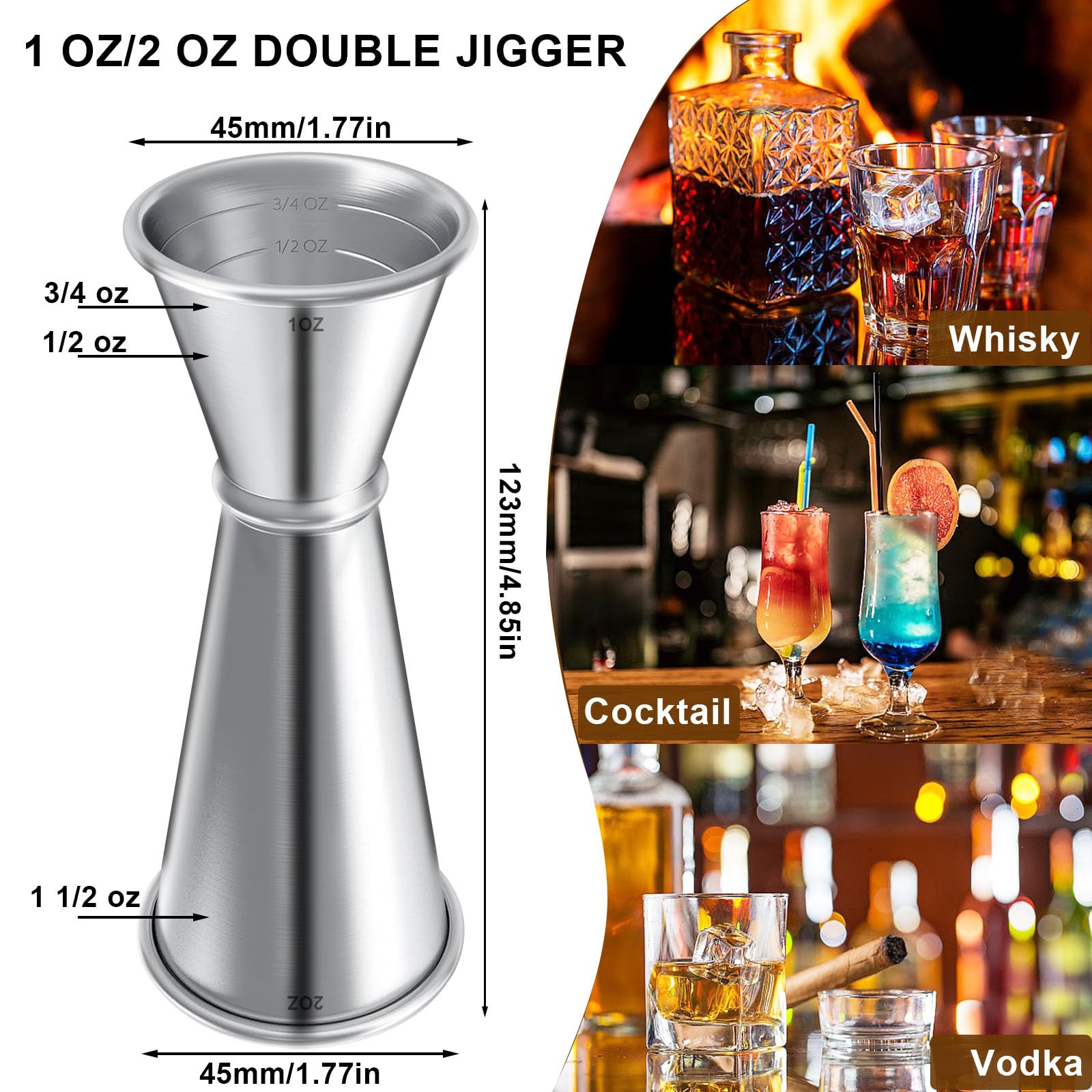 JOYONE jigger with engraved measurements for consistent recipes