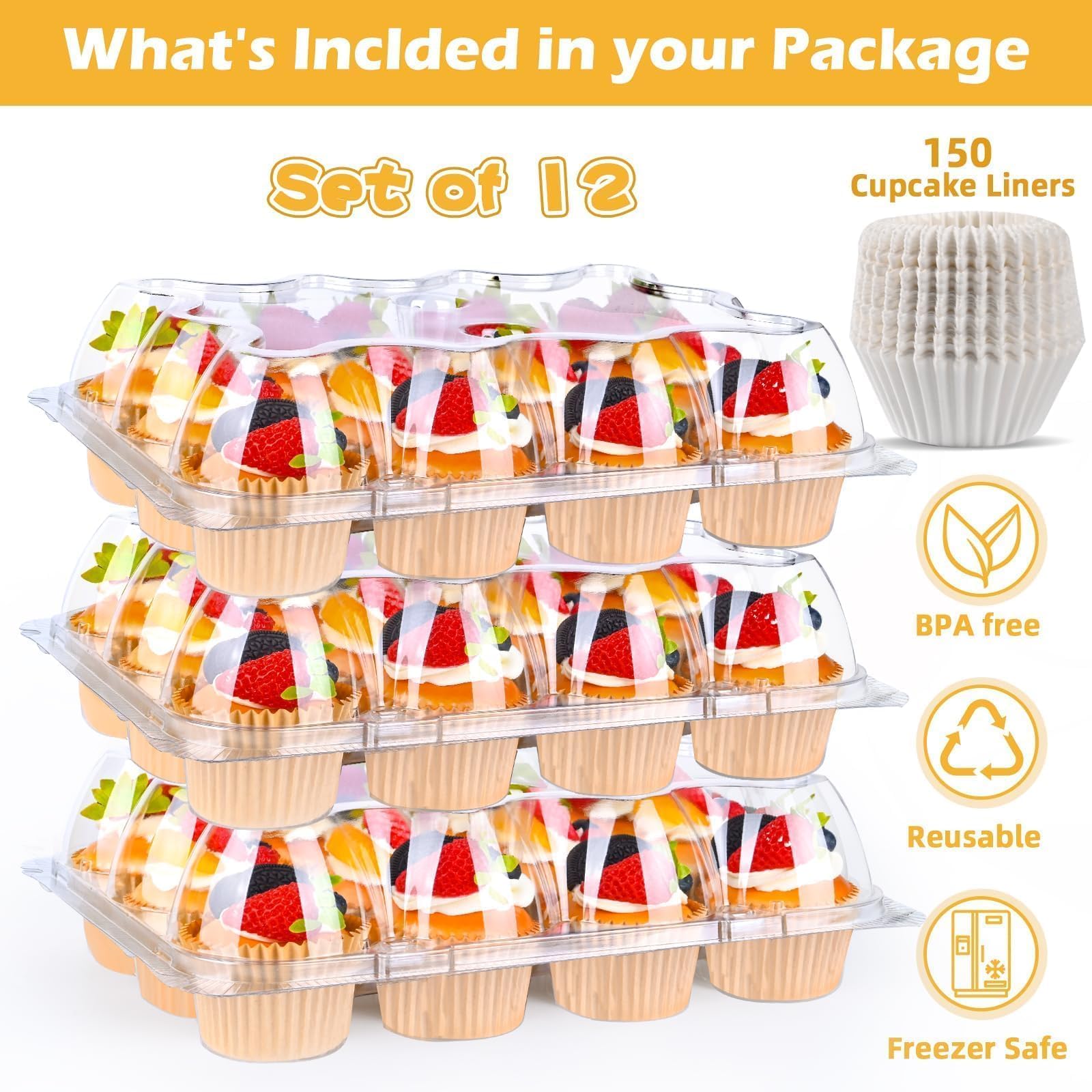 JPPSUJJ disposable cupcake containers with lids for quick gifting