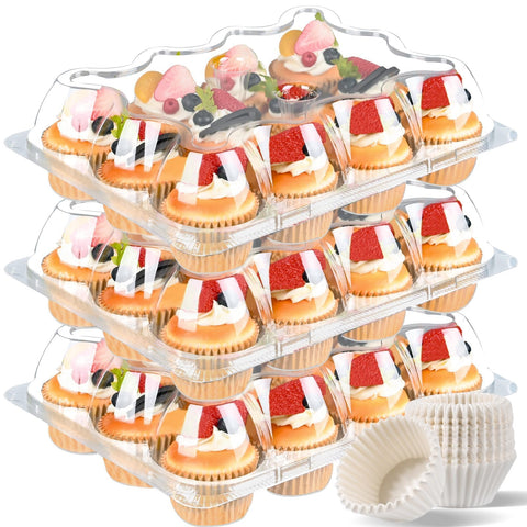 JPPSUJJ plastic cupcake containers with tall lid for secure transport