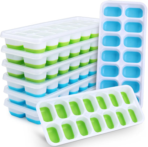 Jrisbo silicone ice tray with blue cubes, easy release for fast ice