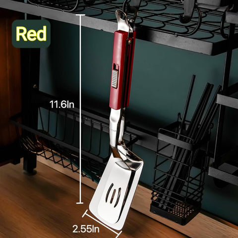 Jrsoul He stainless steel multi-function tongs for frying and roasting.