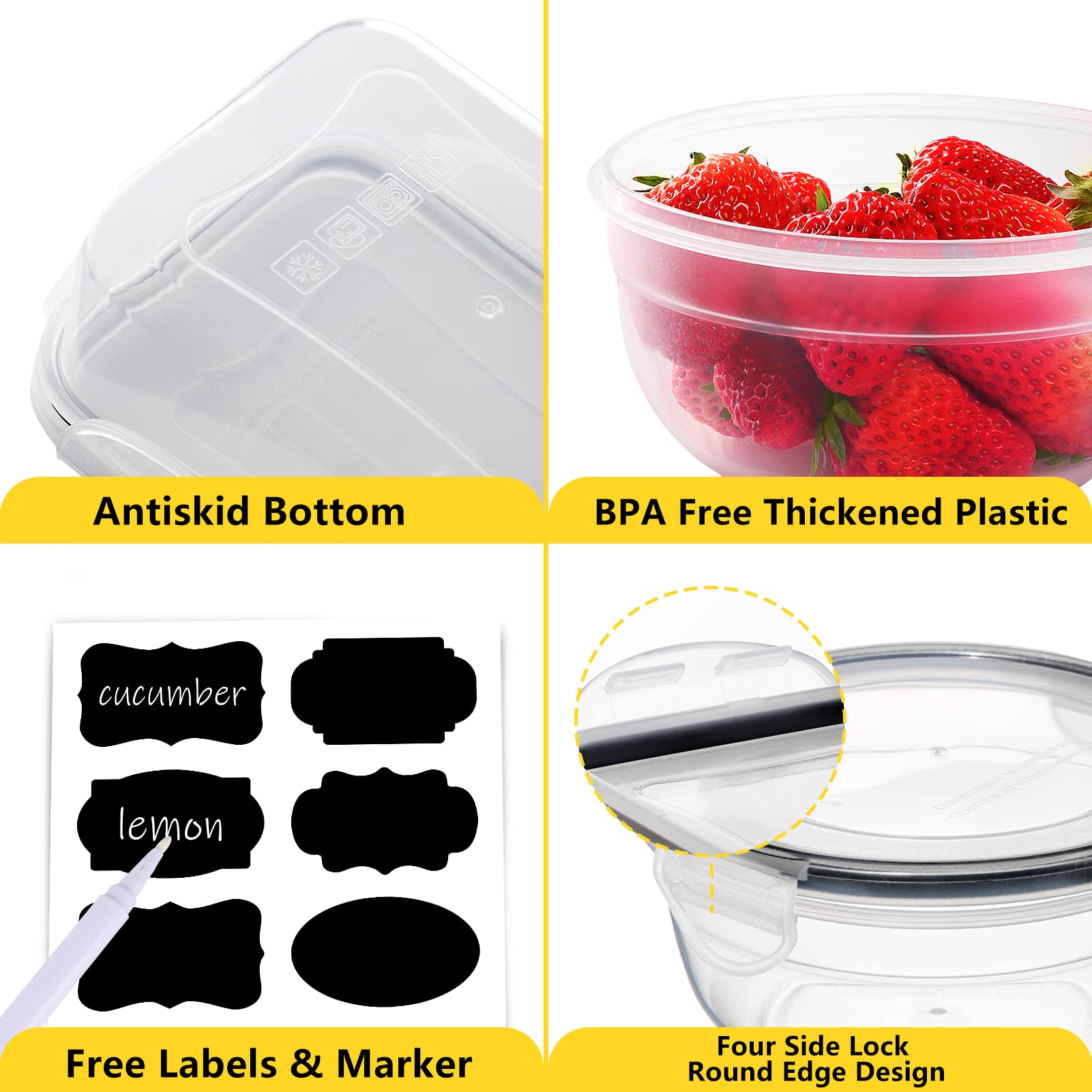 JSCARES airtight lids with silicone rings prevent leaks and spills.