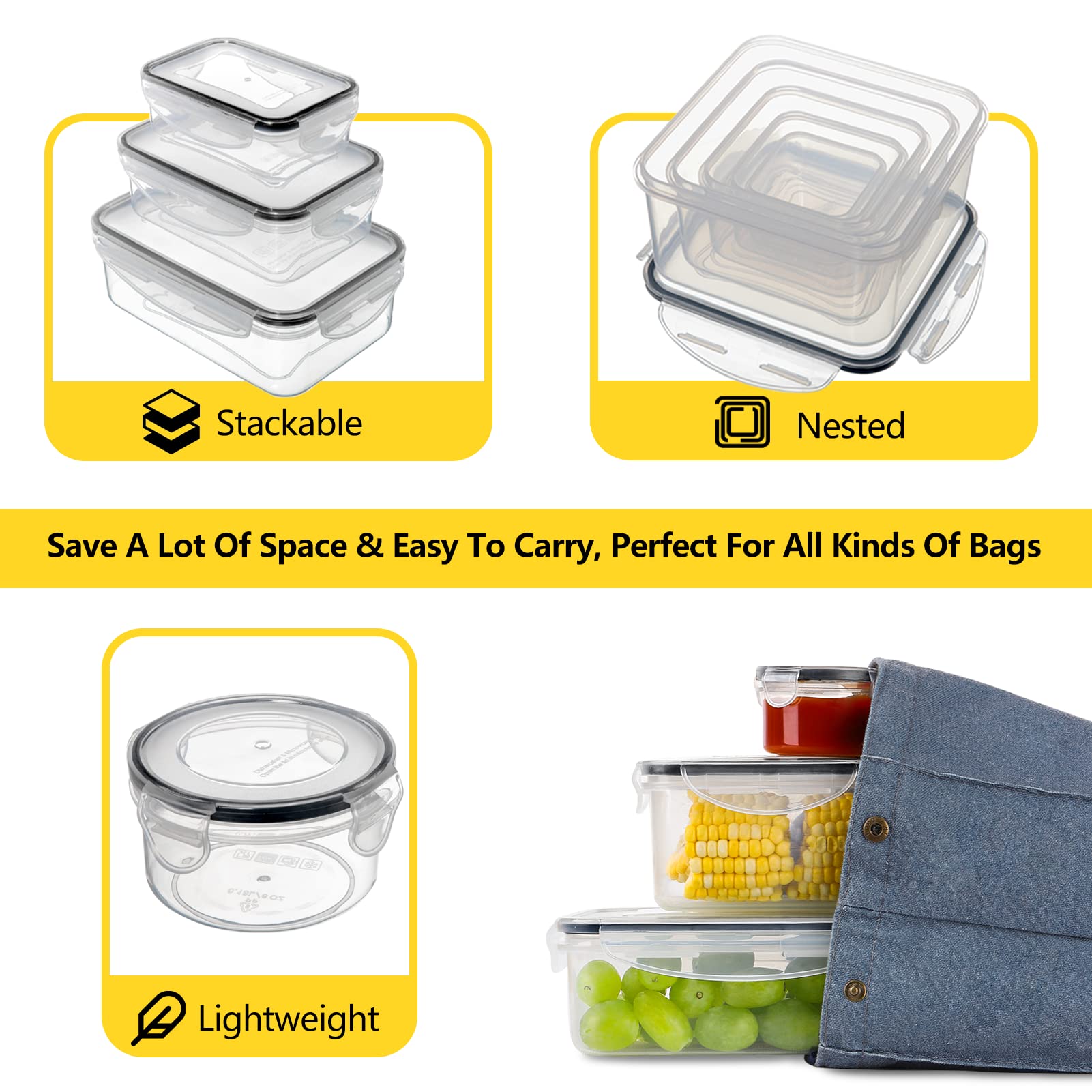 JSCARES microwave-safe containers require lid removal before heating.