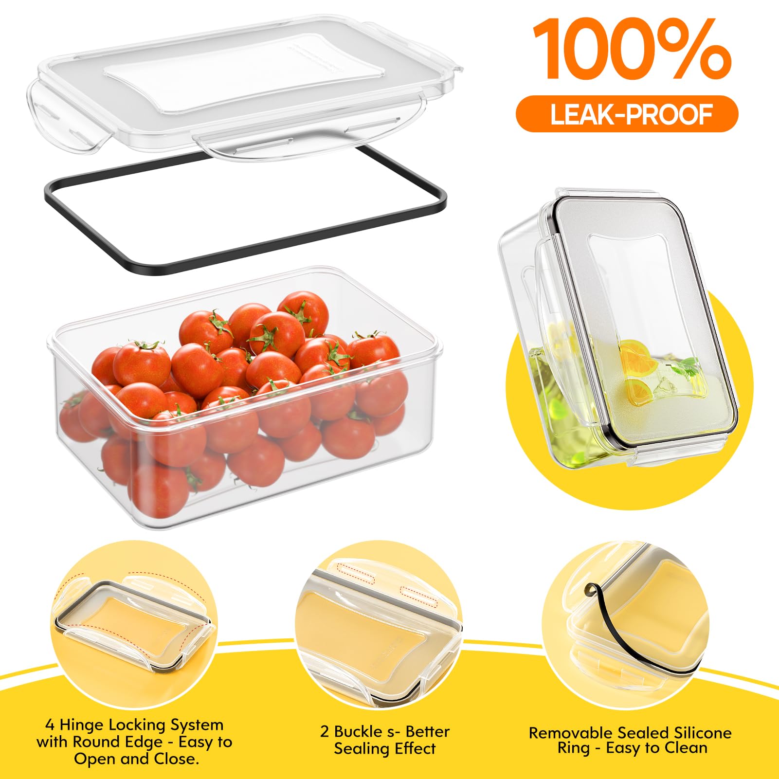 JSCARES round containers 40oz with leak-proof lids for soups and sauces.