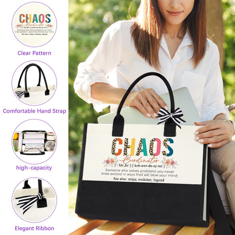 JSENGIFT floral canvas tote bag suitable for work or travel.