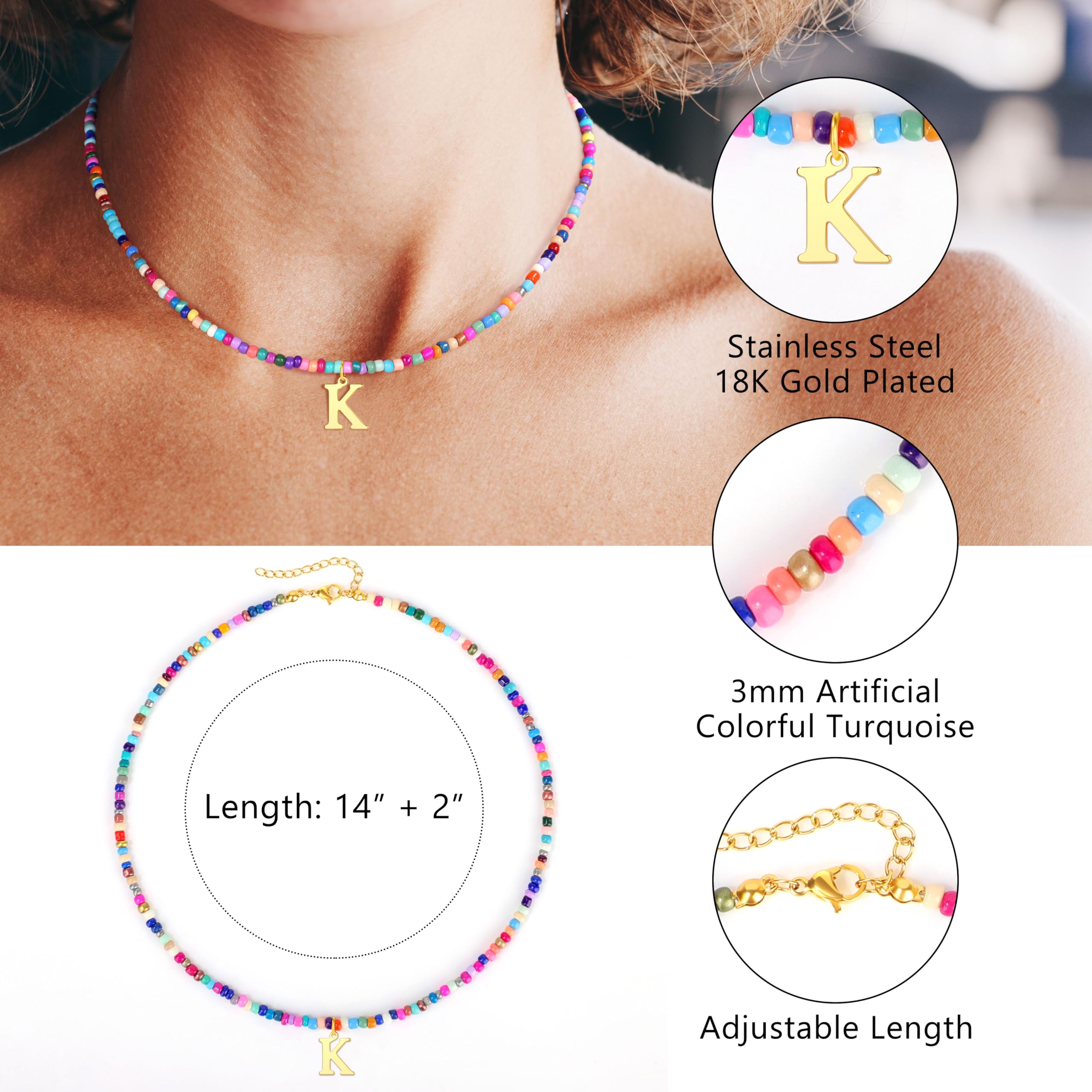 JSENGIFT colorful initial necklace adds personalized flair for teens.