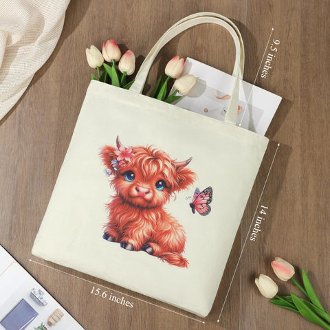 JSENGIFT Highland Cow makeup bag, portable organizer for cosmetics.