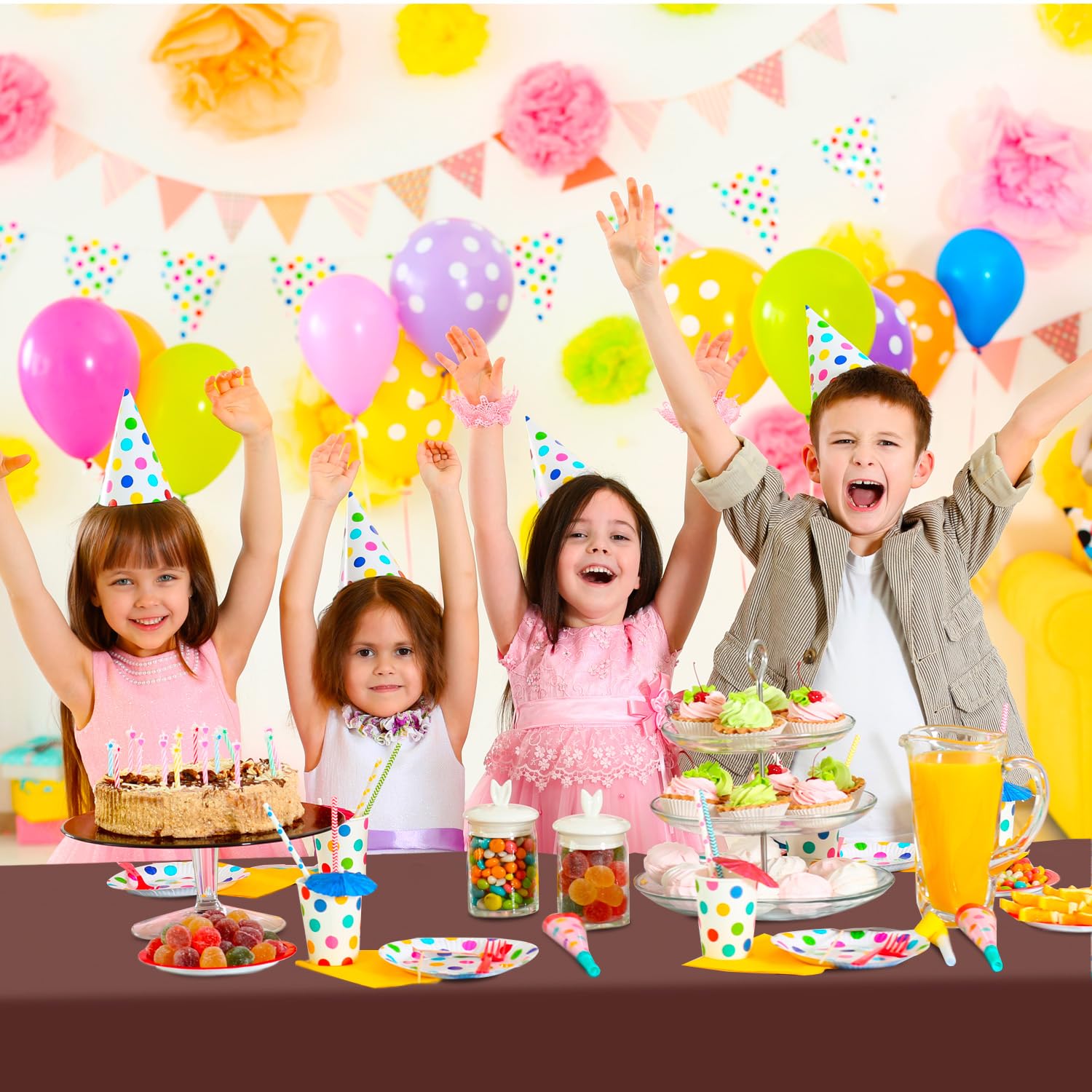 JSQBSECL tablecloth PEVA material offers durable, tear-resistant coverage.