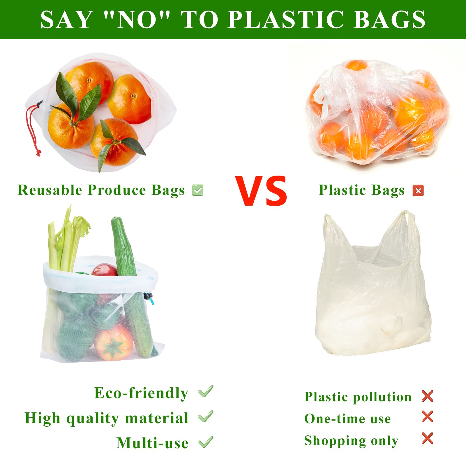 JSVSLTD washable reusable mesh bags simplify kitchen organization.