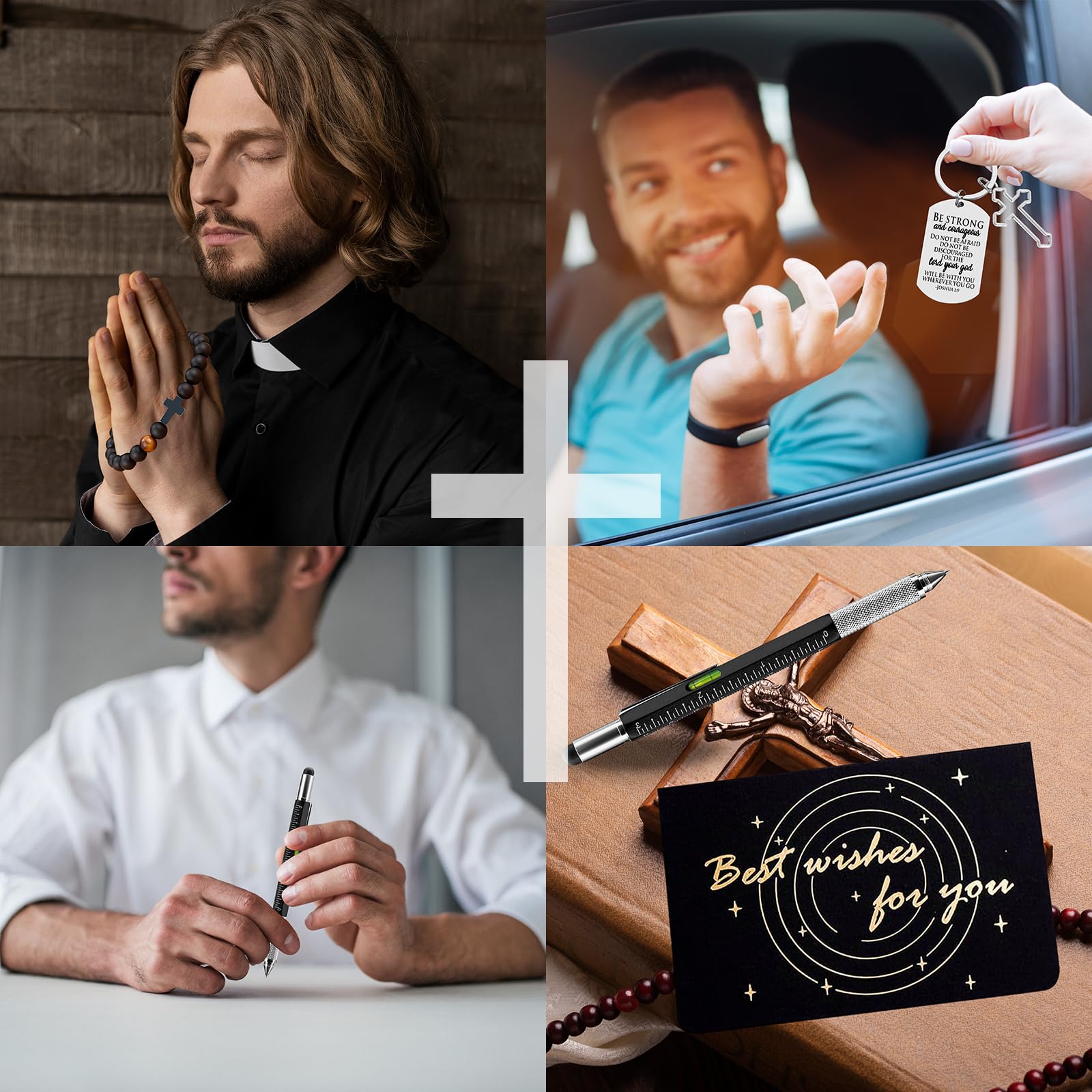 JTAMOHI cross-engraved keychain keeps verses close and encourages courage.