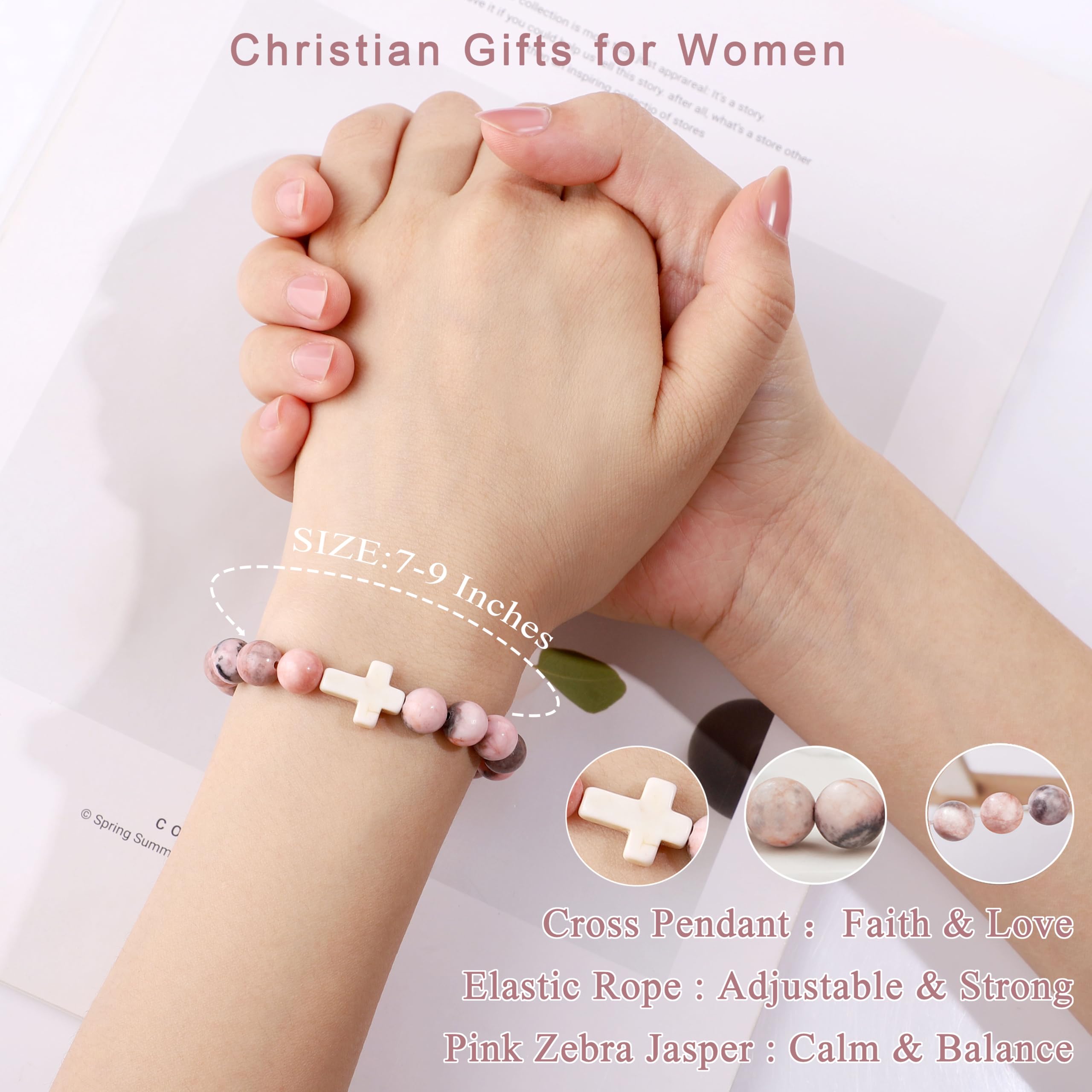JTENGTOP pink zebra bracelet with white cross as a faith-inspired accent.