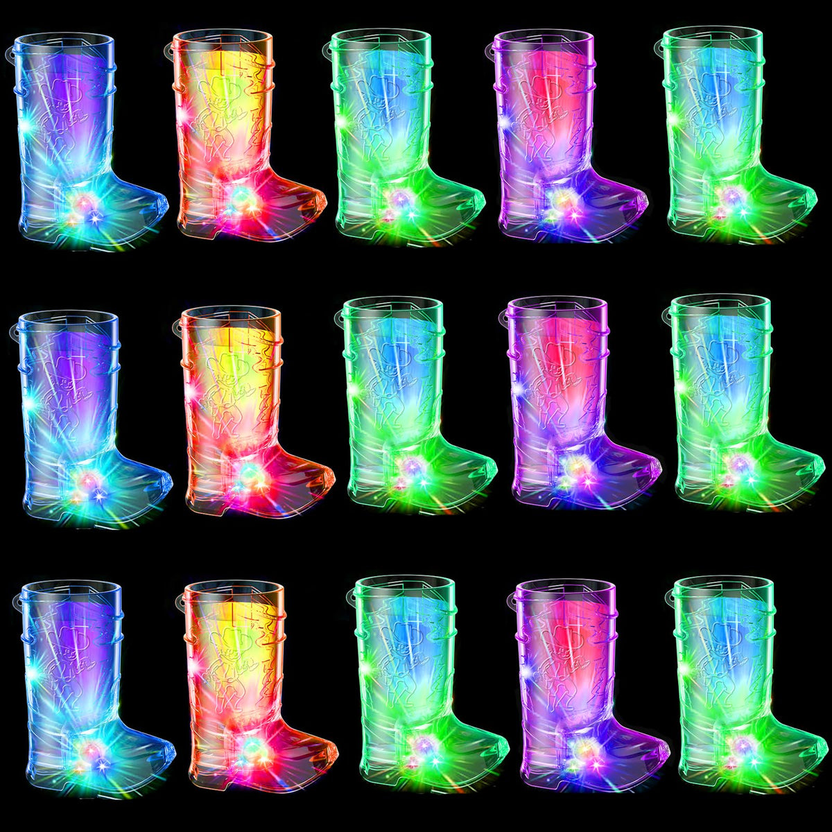 JTWKING light-up shot glasses set of 16 with glowing rims for festive gatherings