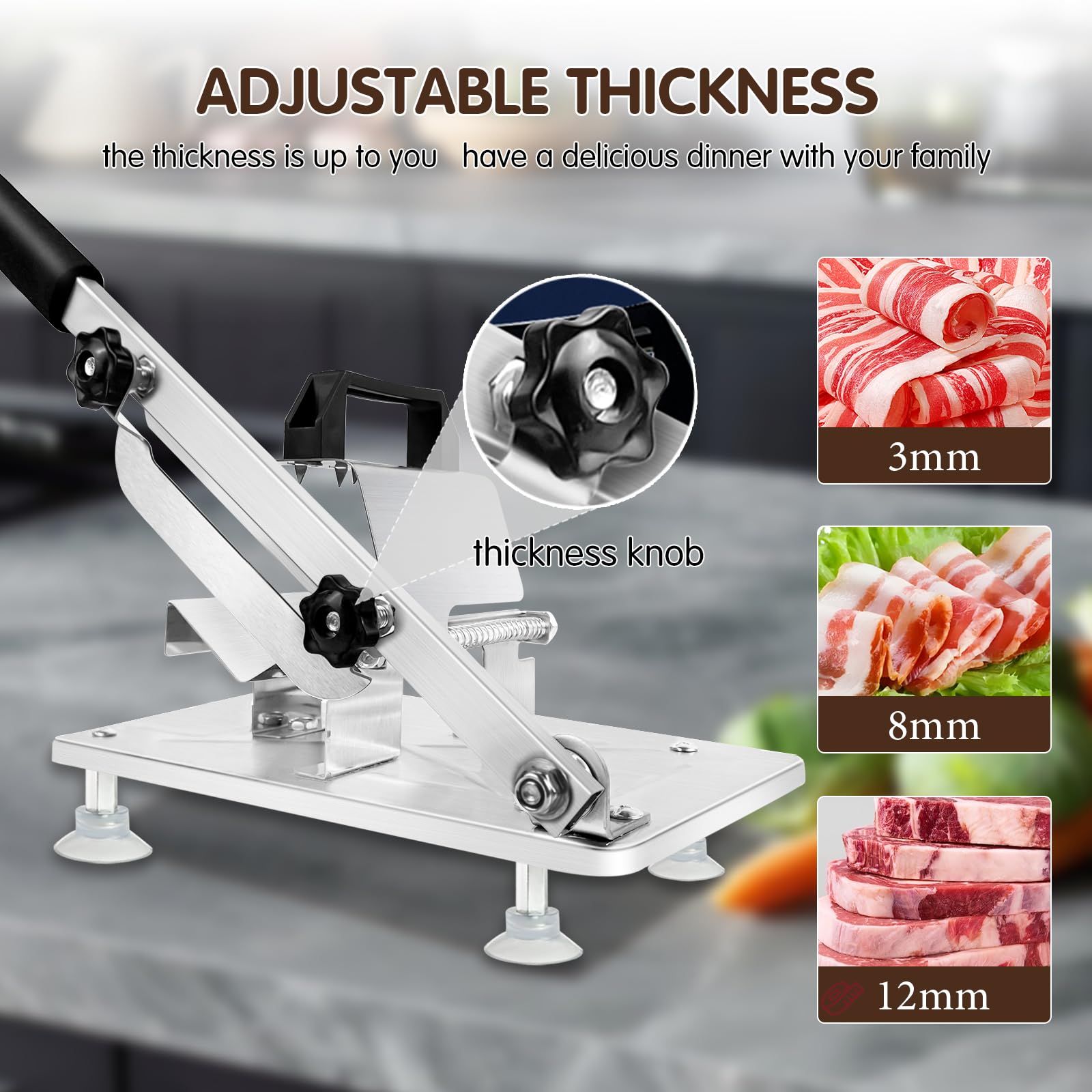 Juanwan slicer with four suction cups keeps stable during operation.