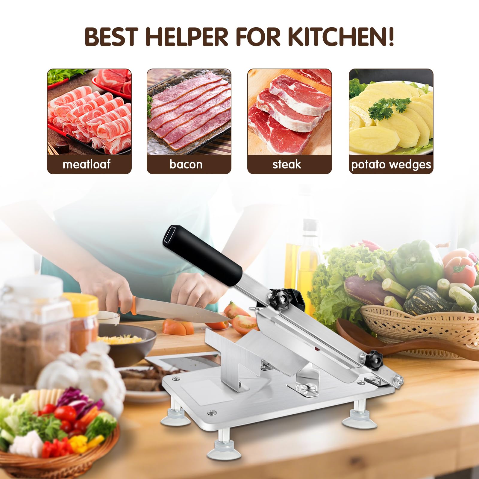Juanwan thickness adjustment knob enables precise cuts from 0.25 to 25 mm.