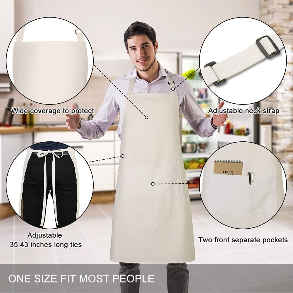 Jubatus beige apron with adjustable neck strap for comfortable wear