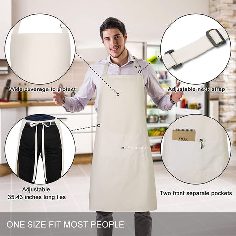 Jubatus beige apron with adjustable neck strap for comfortable wear