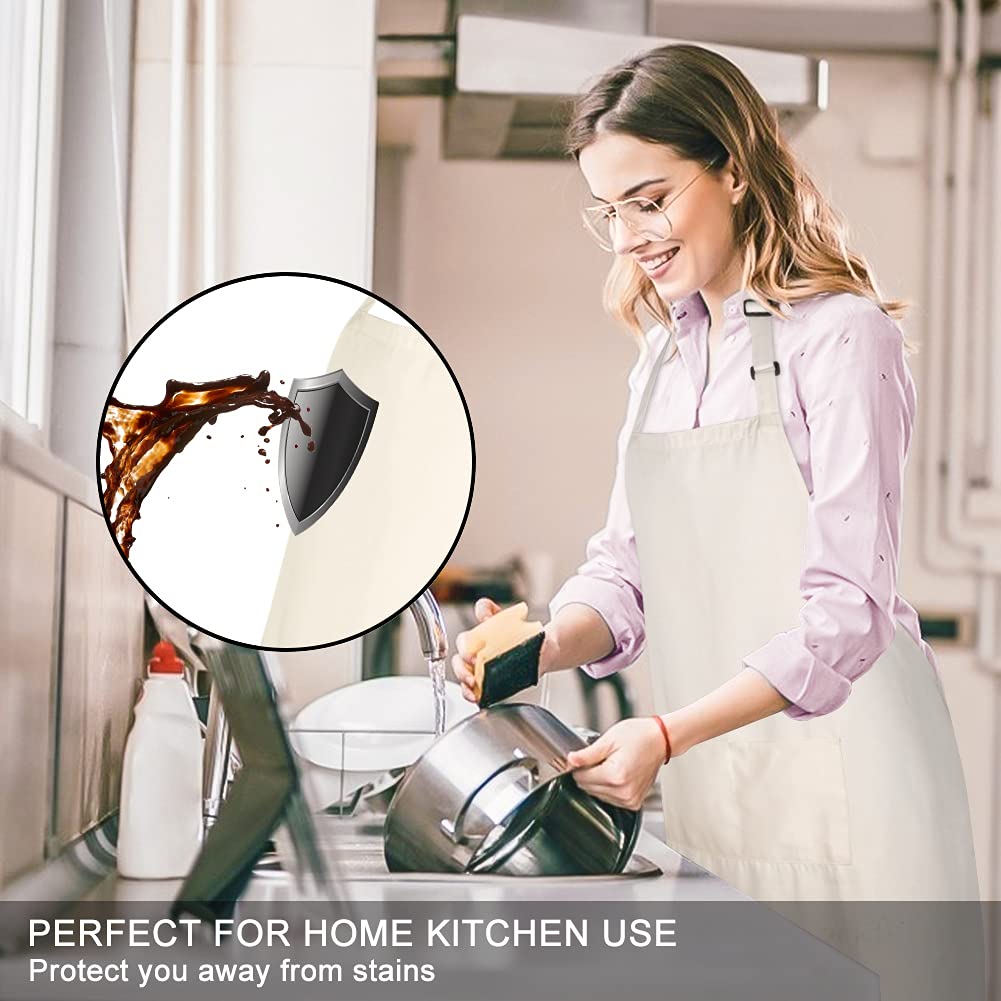 Jubatus beige apron front pockets for quick utensil access