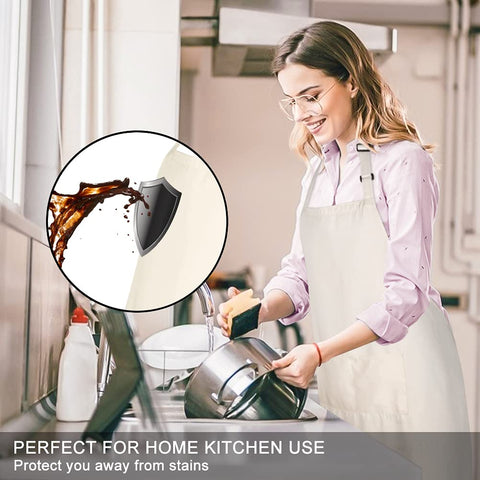 Jubatus beige apron front pockets for quick utensil access