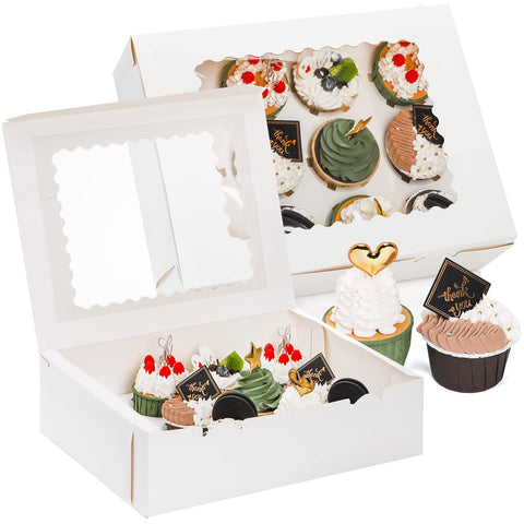 Jucoan 20-pack cupcake boxes in flat pack for easy storage and transport