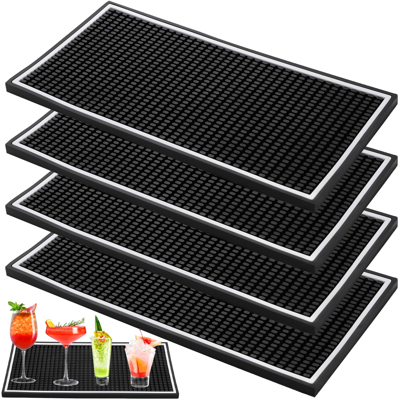 Jucoan 4-pack bar mats on countertop absorb spills and protect surfaces