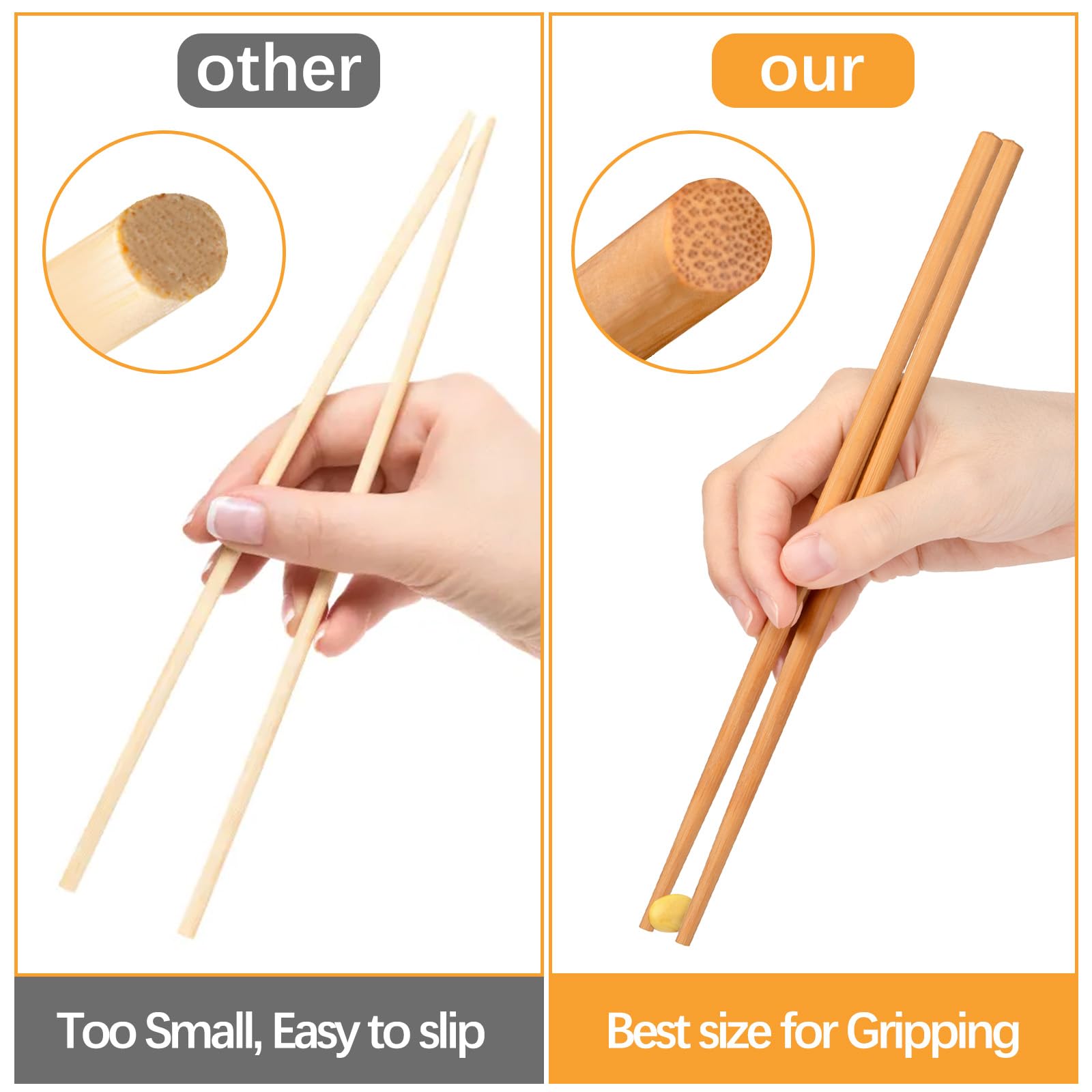 Jucoan bamboo chopsticks with non-slip grip for confident dining