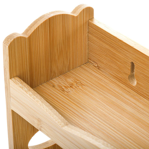 Jucoan bamboo spice rack close-up shows smooth finish and durable construction.