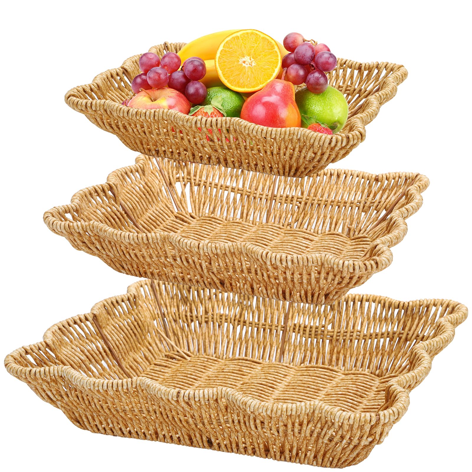 Jucoan large rectangular bread basket for stylish restaurant display and serving.