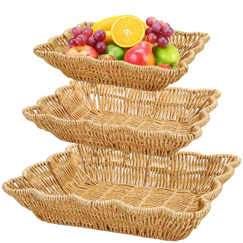 Jucoan large rectangular bread basket for stylish restaurant display and serving.