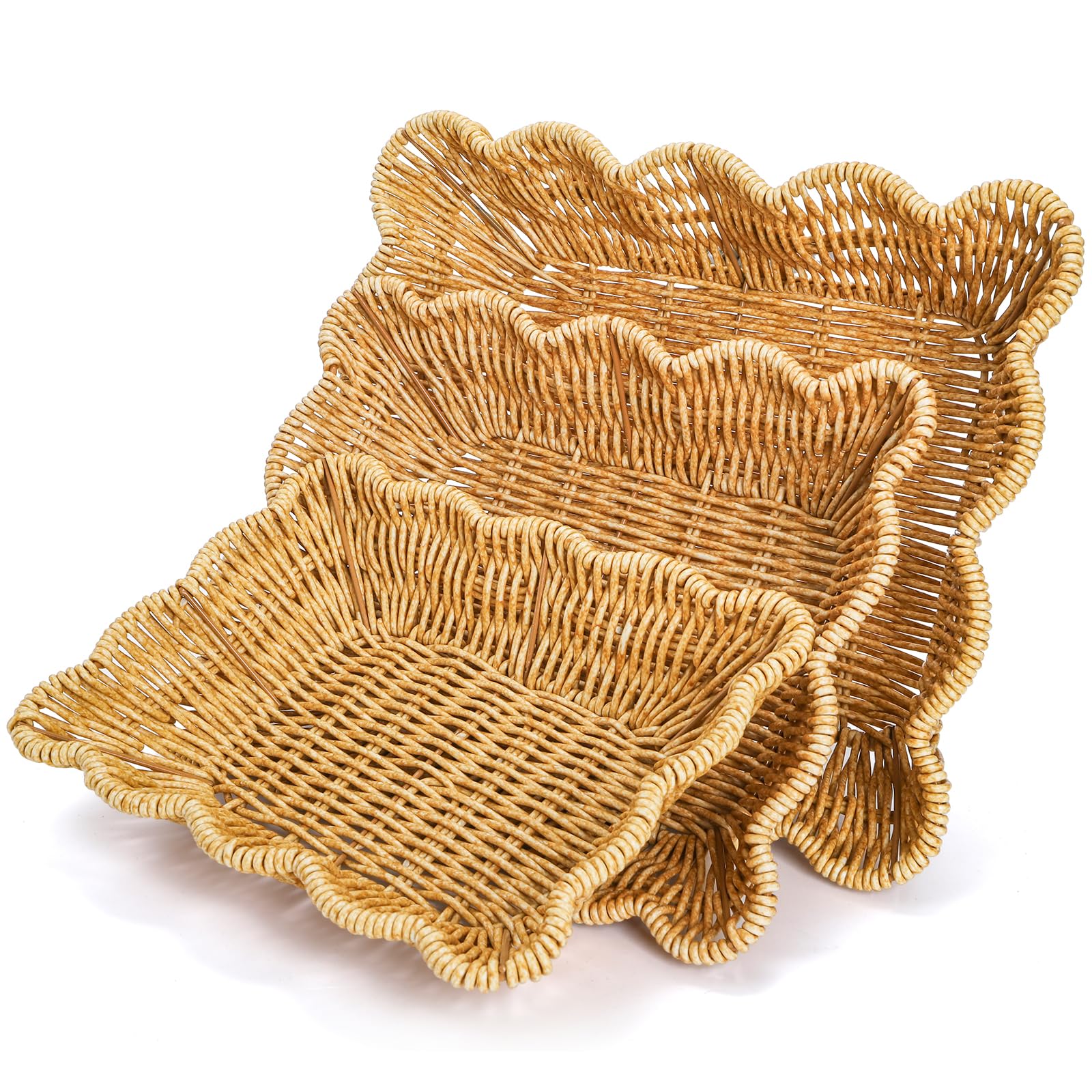 Jucoan medium rectangular wicker basket ideal for fruits at buffet tables.