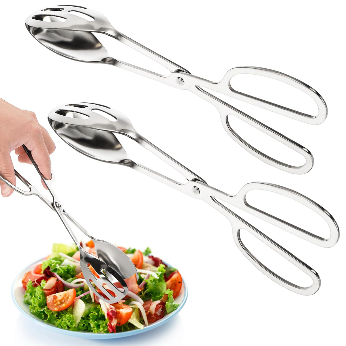 Jucoan buffet tongs 10-inch with scissor handles for safe, precise serving