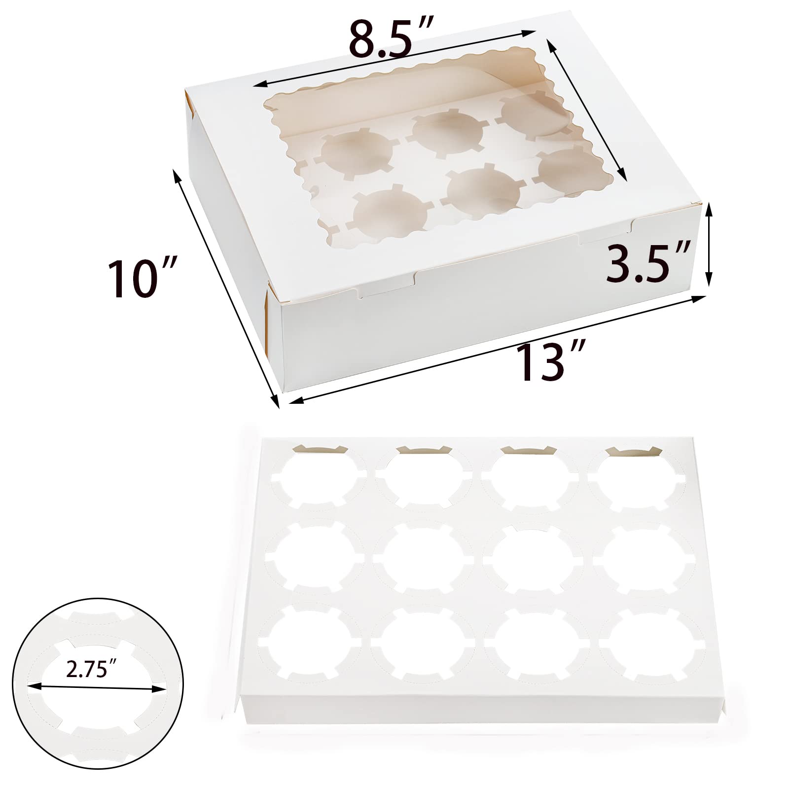 Jucoan cupcake box with 12-cavities insert keeps dozen cupcakes neatly organized