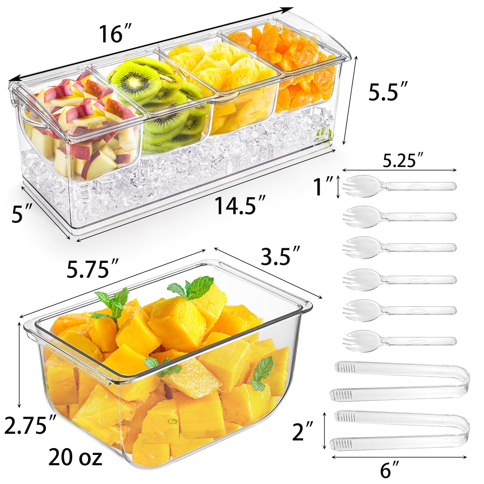 Jucoan four removable compartments condiment tray for versatile toppings.