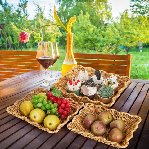 Jucoan imitation rattan baskets for safe food presentation.