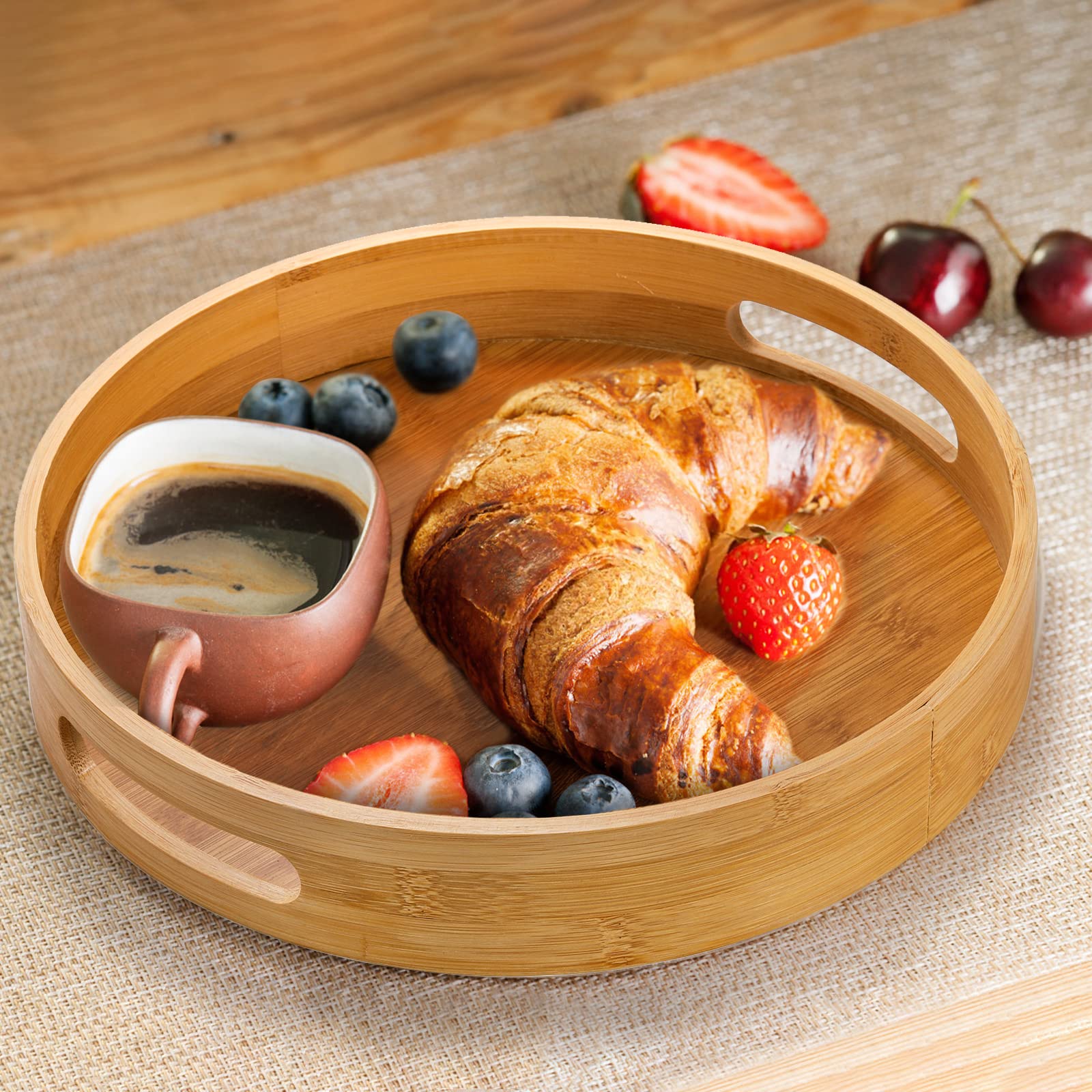Jucoan serving tray fits breakfast, drinks, and snacks on the dining table