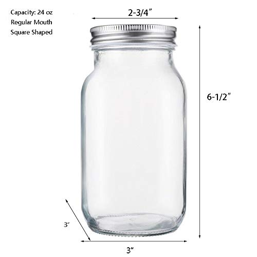 Jucoan square mason jar regular mouth close-up with lid
