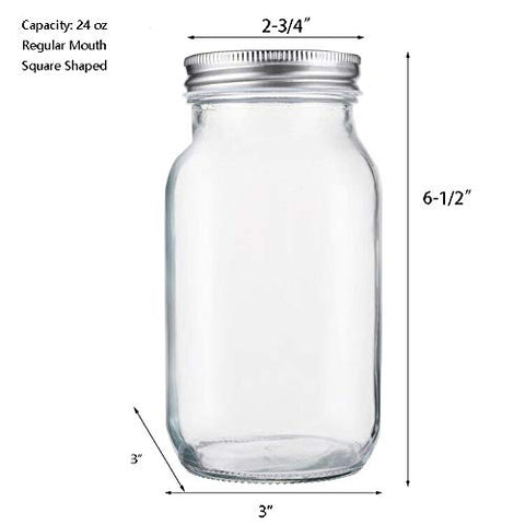 Jucoan square mason jar regular mouth close-up with lid