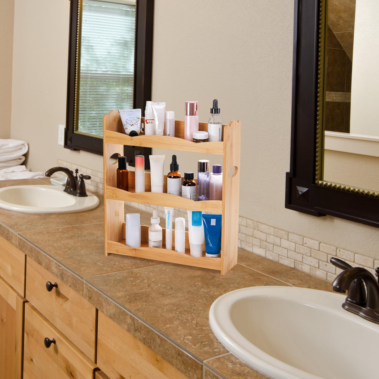 Jucoan wave-edge spice rack prevents bottles from tipping during use.