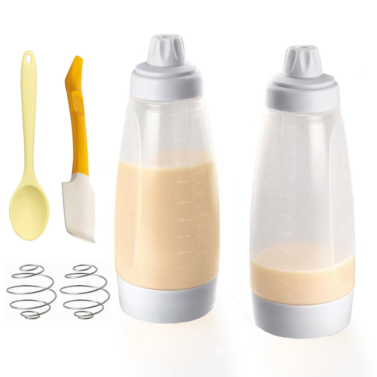 JUGGPENG 2-pack batter dispenser set ready for precise pours and mess-free batter distribution.