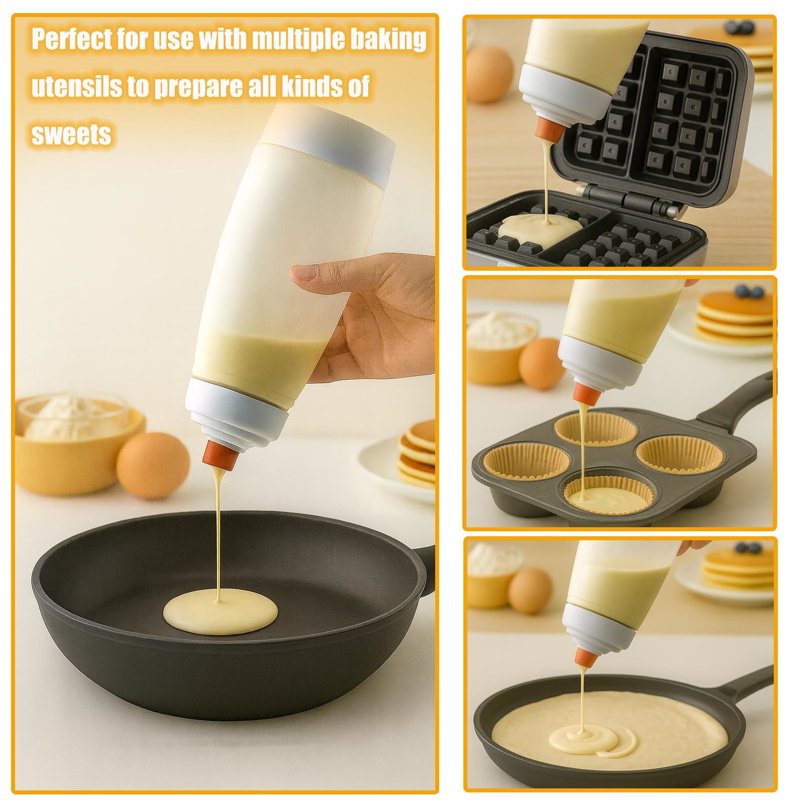 JUGGPENG batter dispenser with detachable base for easy filling and thorough mixing.