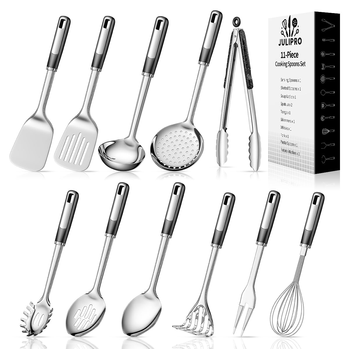 JULIPRO 11-piece set displayed together for durable daily cooking