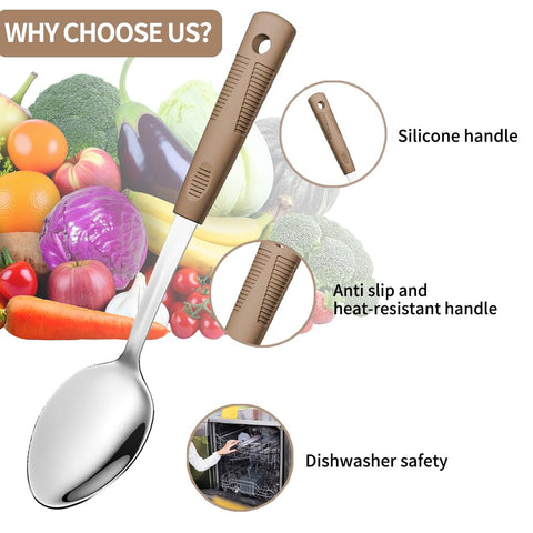 JULIPRO heavy-duty spoons with silicone grip for daily cooking