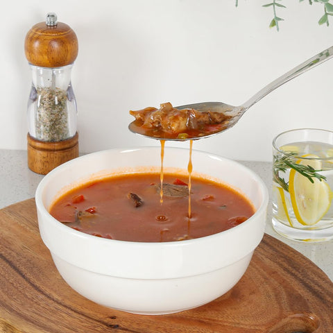 Slotted spoon drains liquids when serving stews or salads.