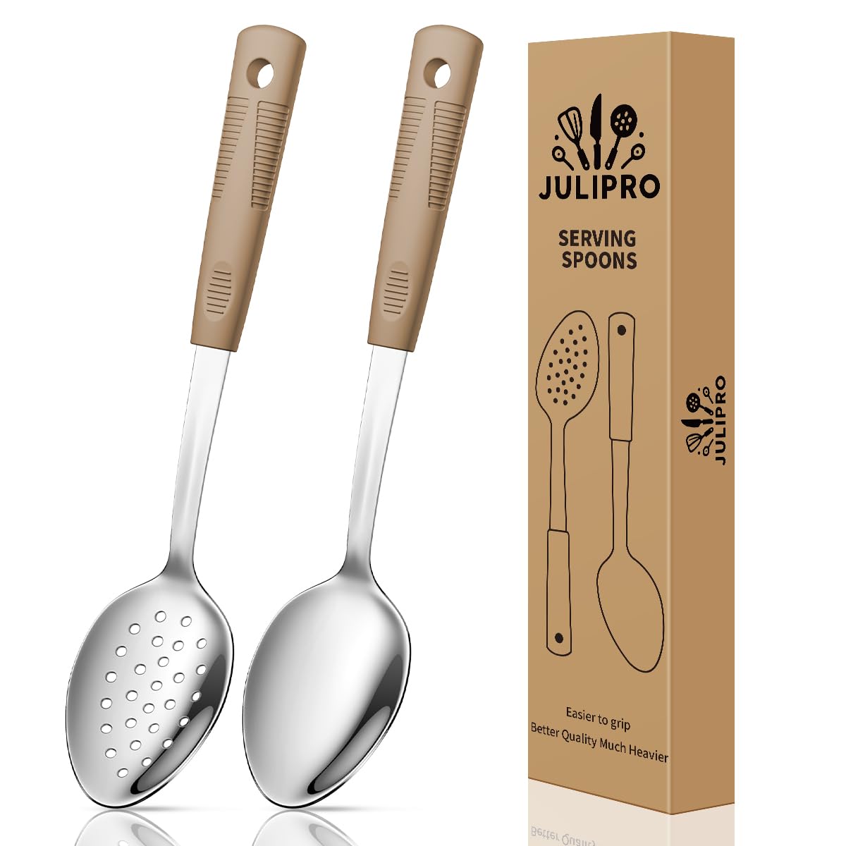 JULIPRO serving spoon with non-slip handle for safe serving