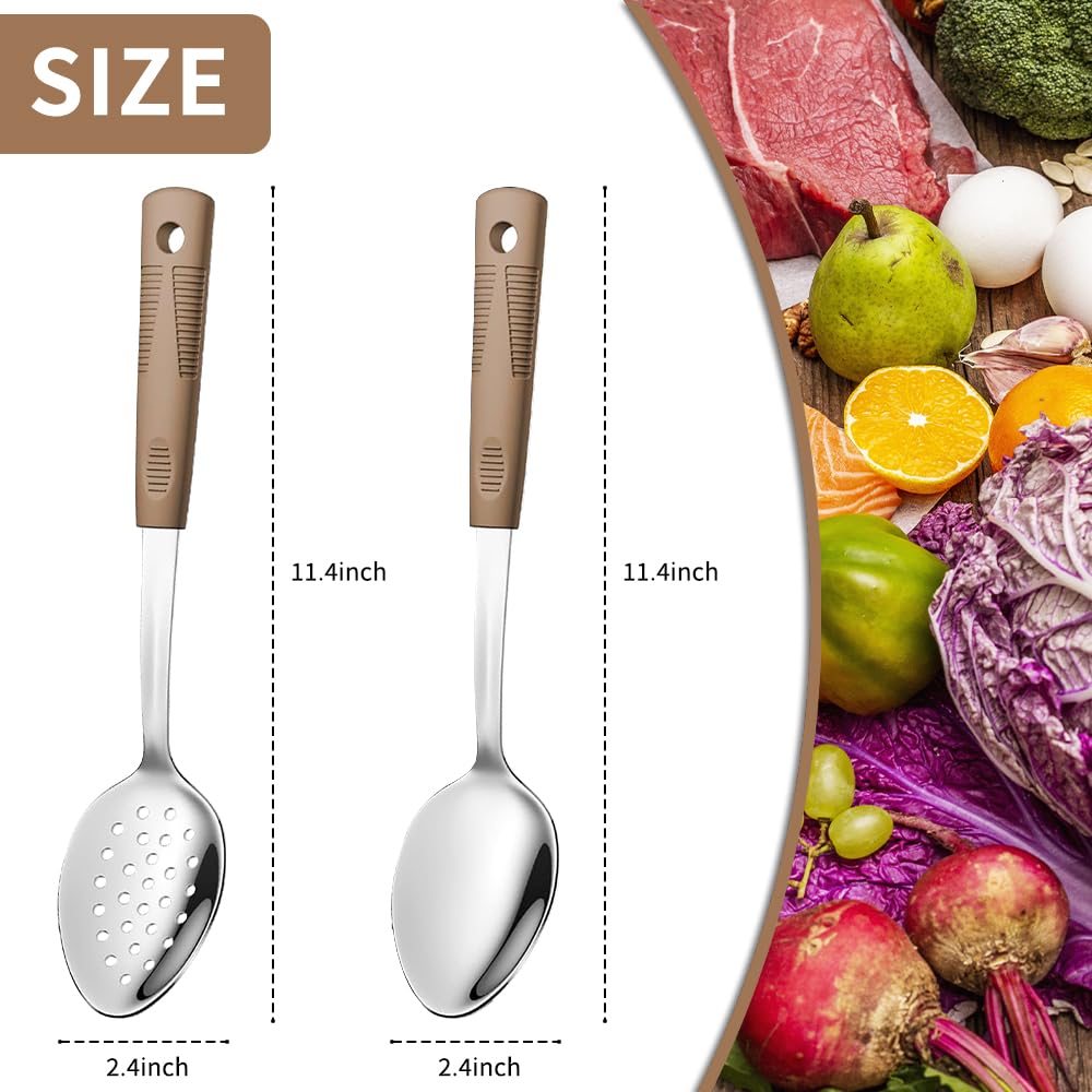 JULIPRO slotted spoon with non-slip handle for draining