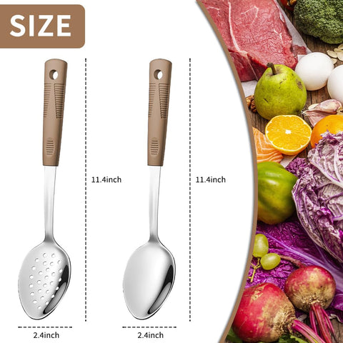 JULIPRO slotted spoon with non-slip handle for draining