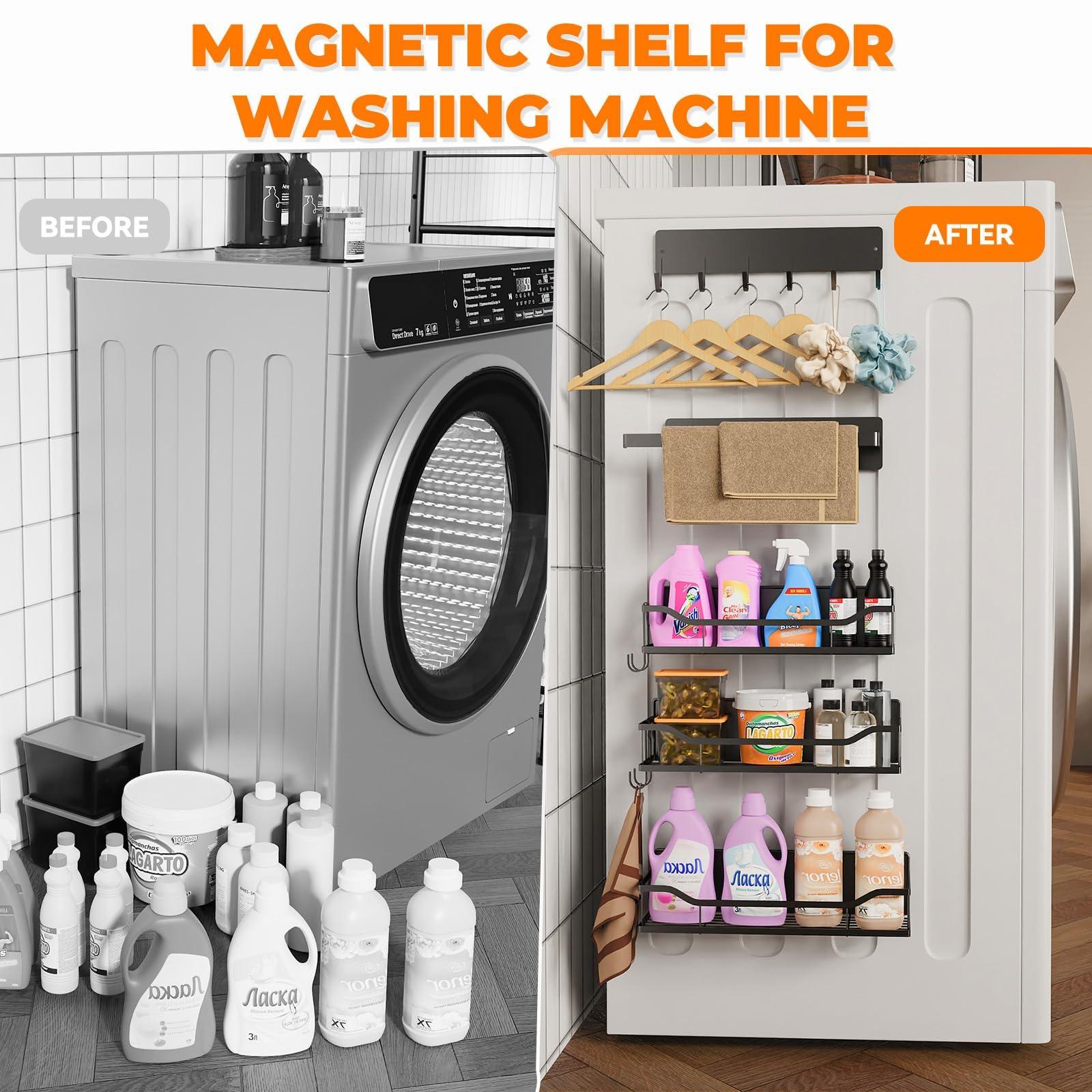 JulktLli magnetic shelf for washing machine saves laundry space