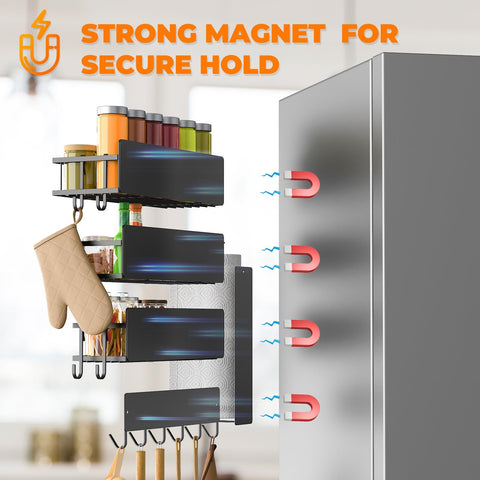 JulktLli magnetic utensil hanger with three hooks stores tools neatly